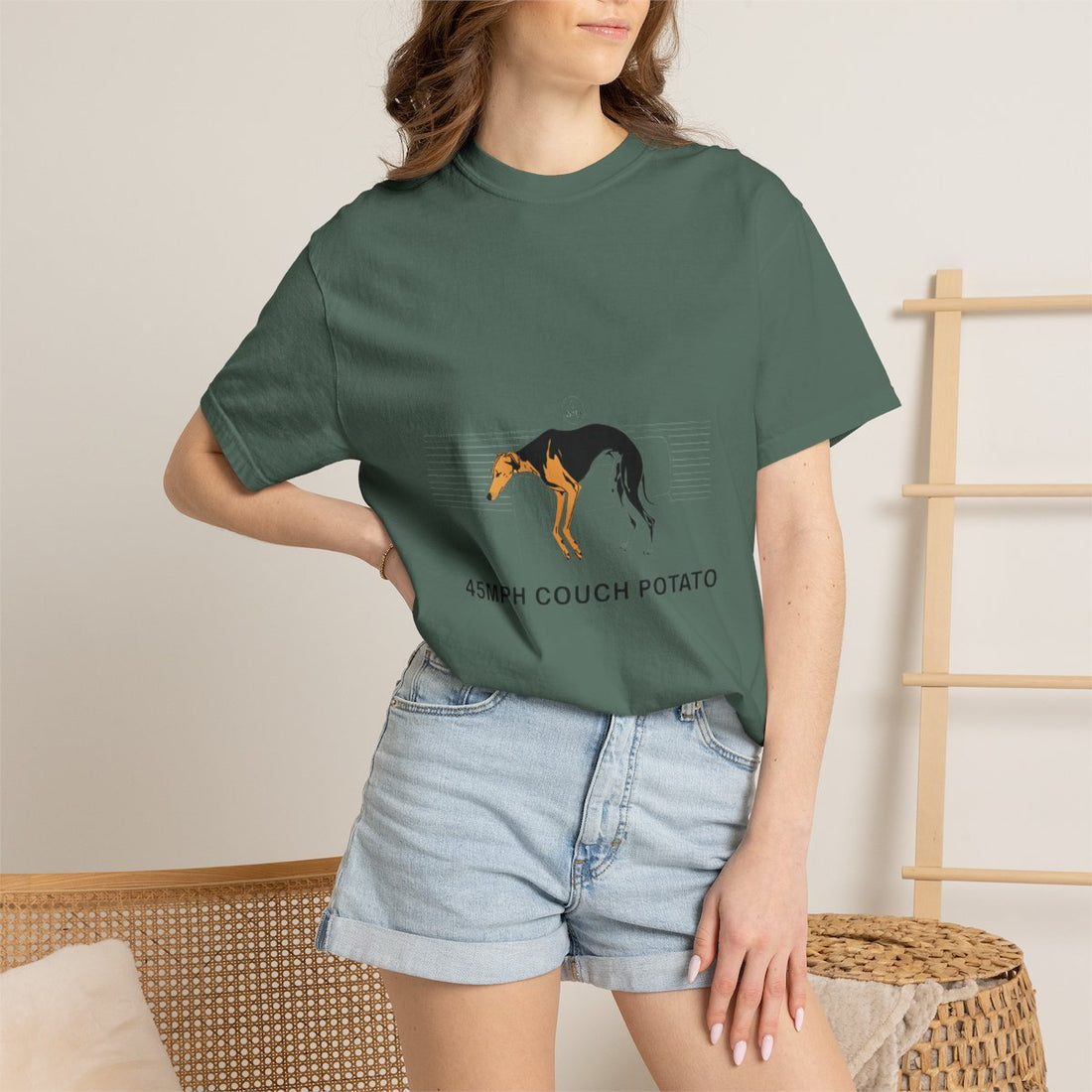 Blue Spruce — Lifestyle | Greyhound '45mph Couch Potato' Garment-Dyed Tee
