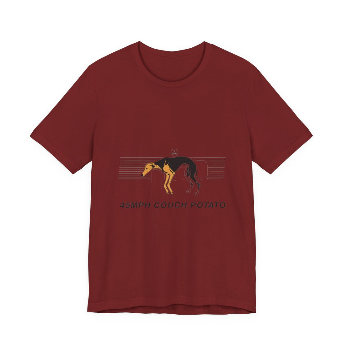 Cardinal — Front | Greyhound '45mph Couch Potato' Tee