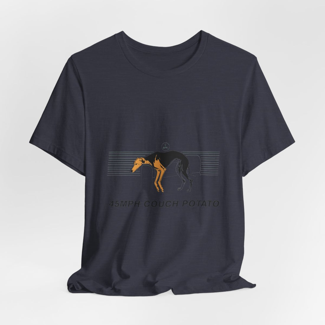 Heather Midnight Navy — Hanging | Greyhound '45mph Couch Potato' Tee