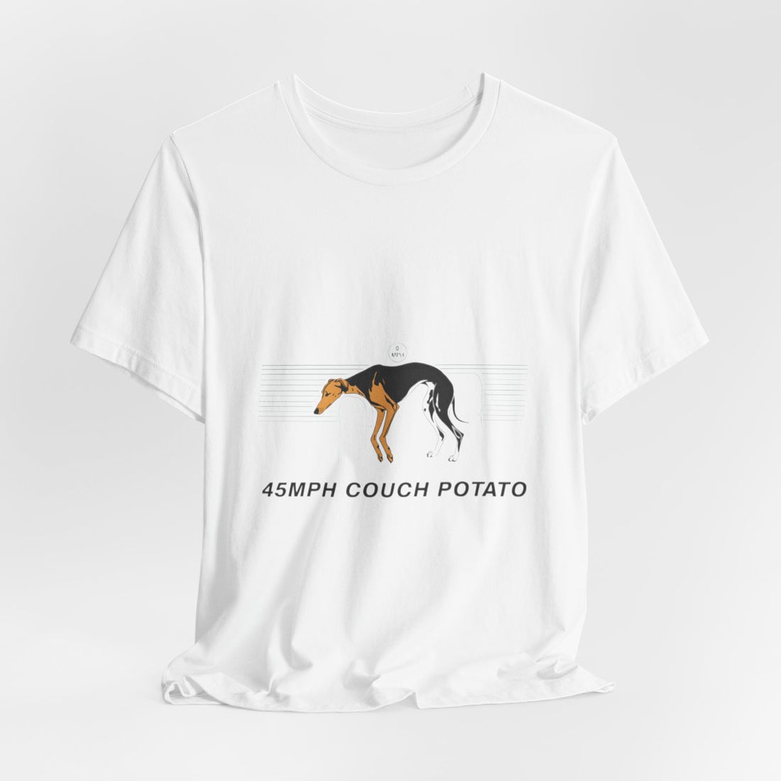 White — Hanging | Greyhound '45mph Couch Potato' Tee