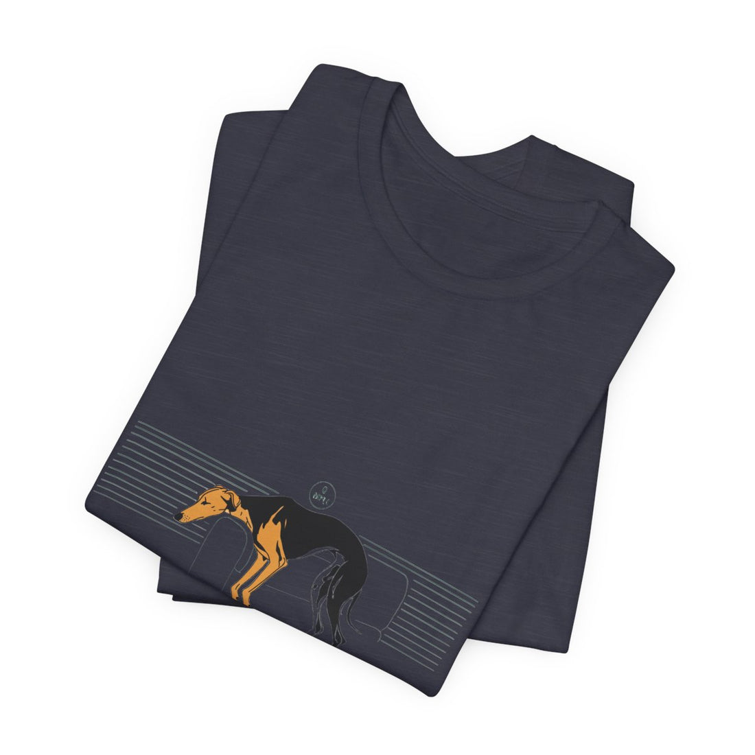 Heather Midnight Navy — Folded | Greyhound '45mph Couch Potato' Tee
