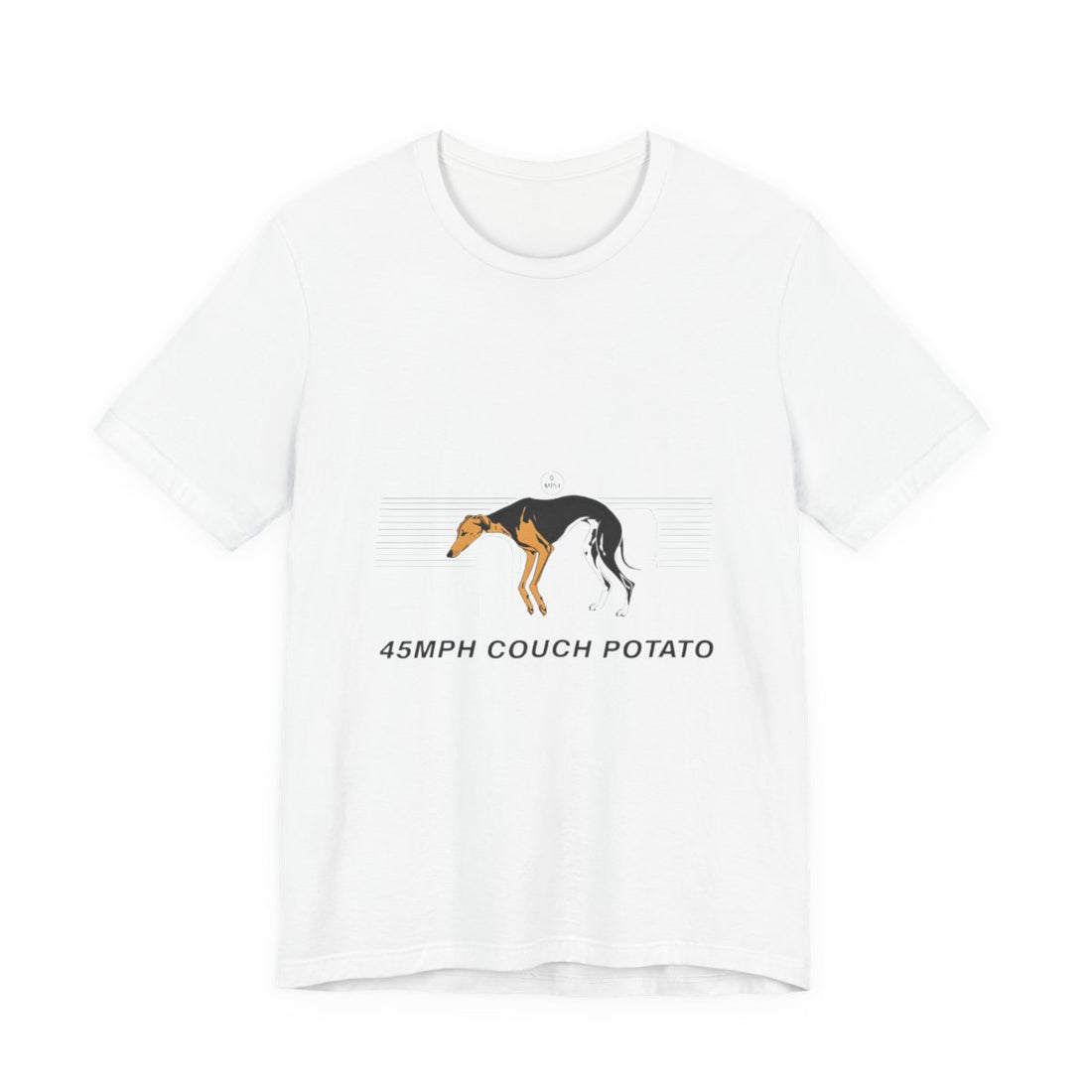 White — Front | Greyhound '45mph Couch Potato' Tee