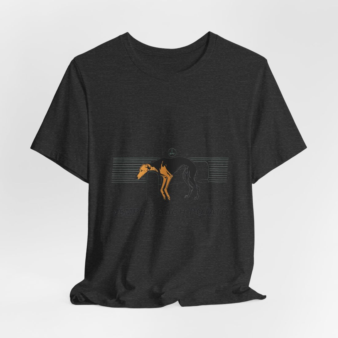 Dark Grey Heather — Hanging | Greyhound '45mph Couch Potato' Tee
