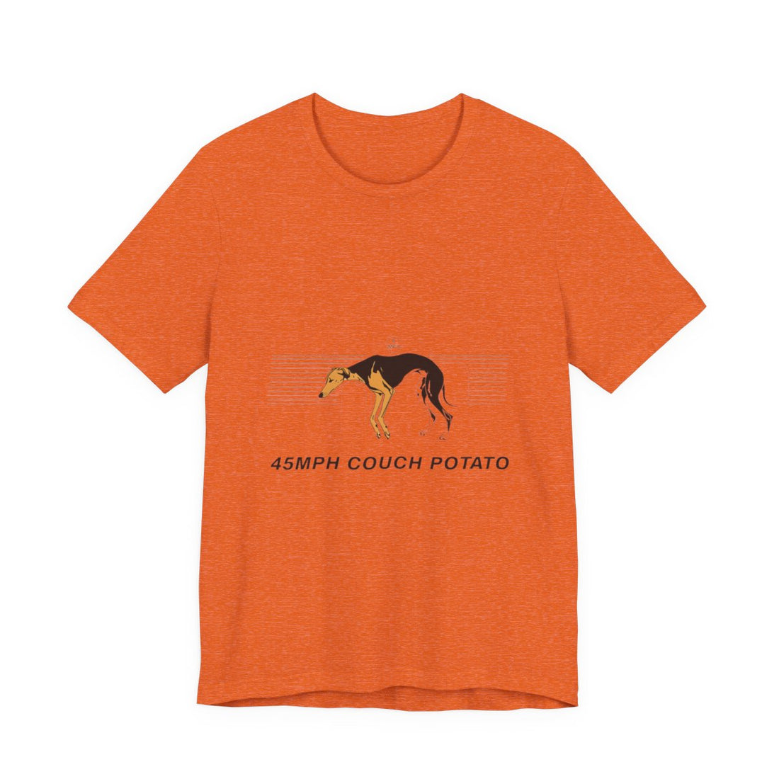 Heather Orange — Front | Greyhound '45mph Couch Potato' Tee
