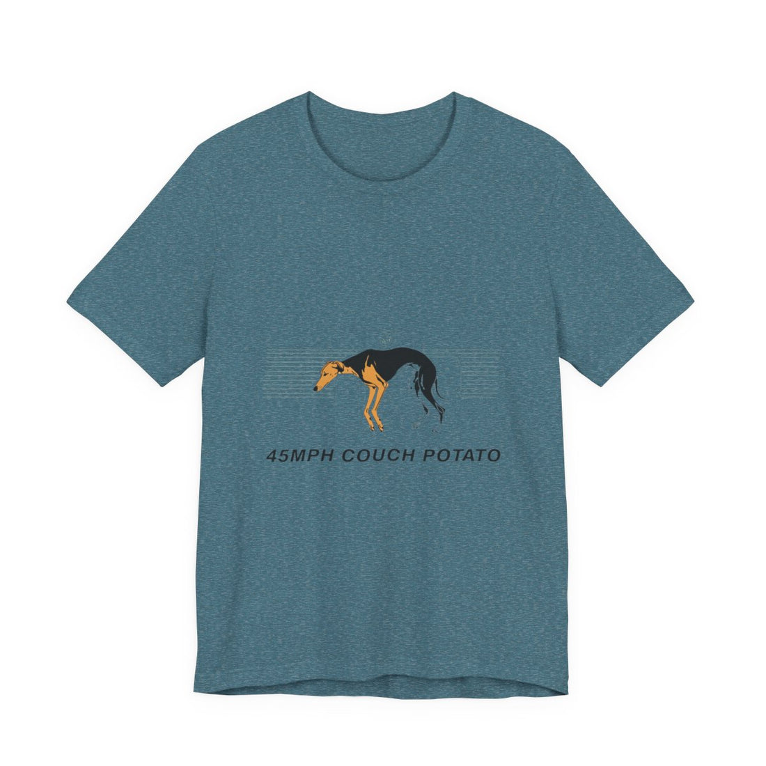 Heather Deep Teal — Front | Greyhound '45mph Couch Potato' Tee