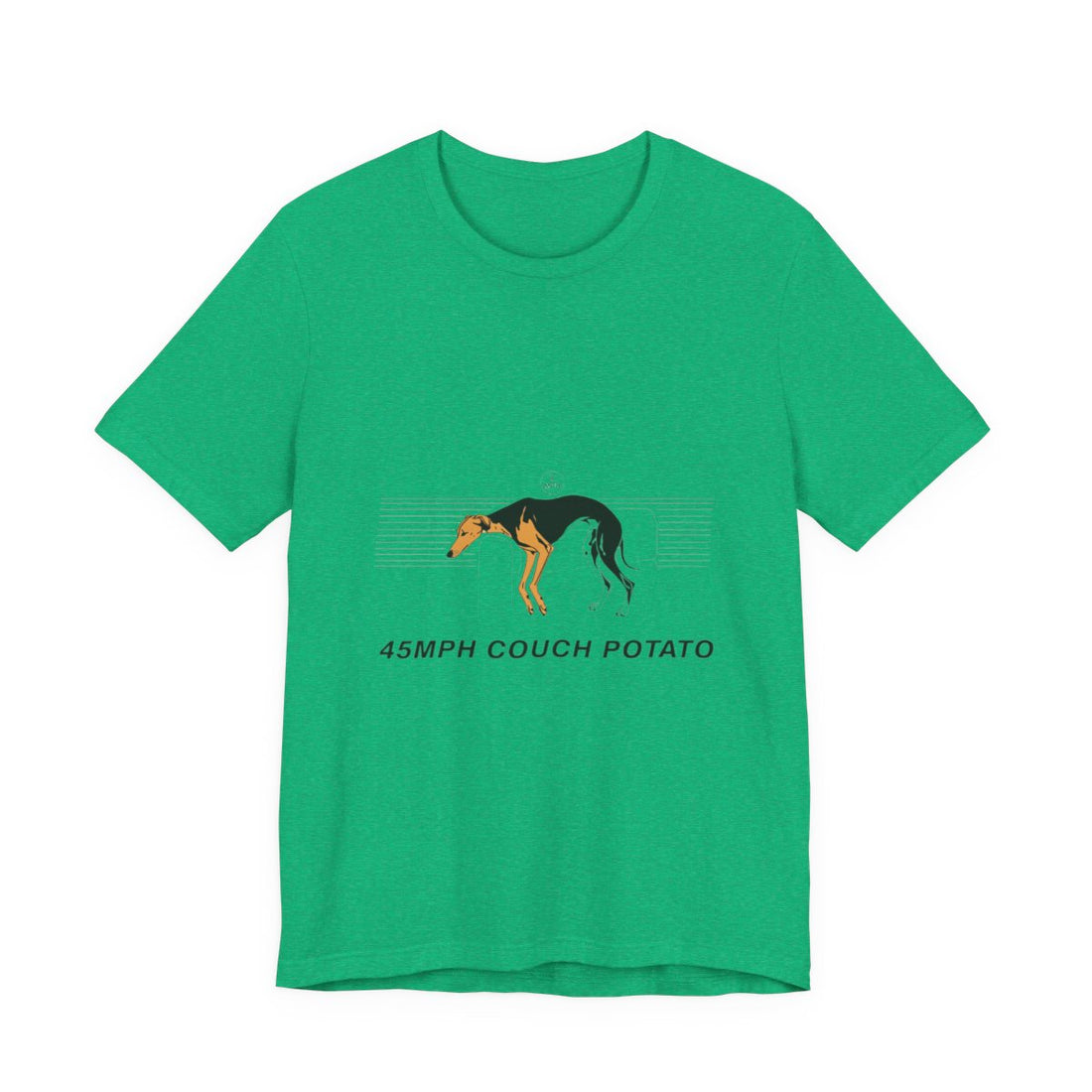 Heather Kelly — Front | Greyhound '45mph Couch Potato' Tee