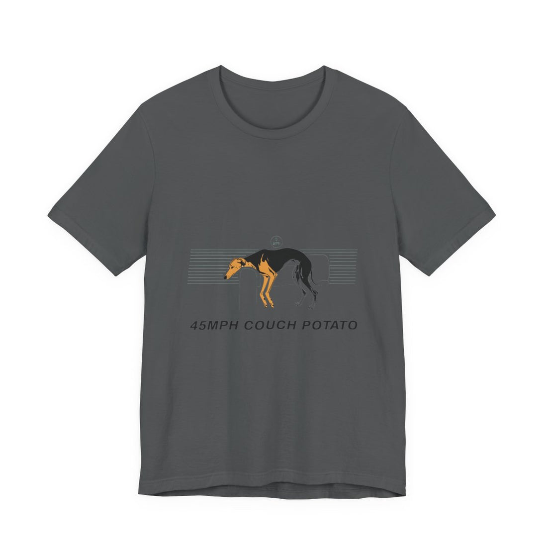 Asphalt — Front | Greyhound '45mph Couch Potato' Tee