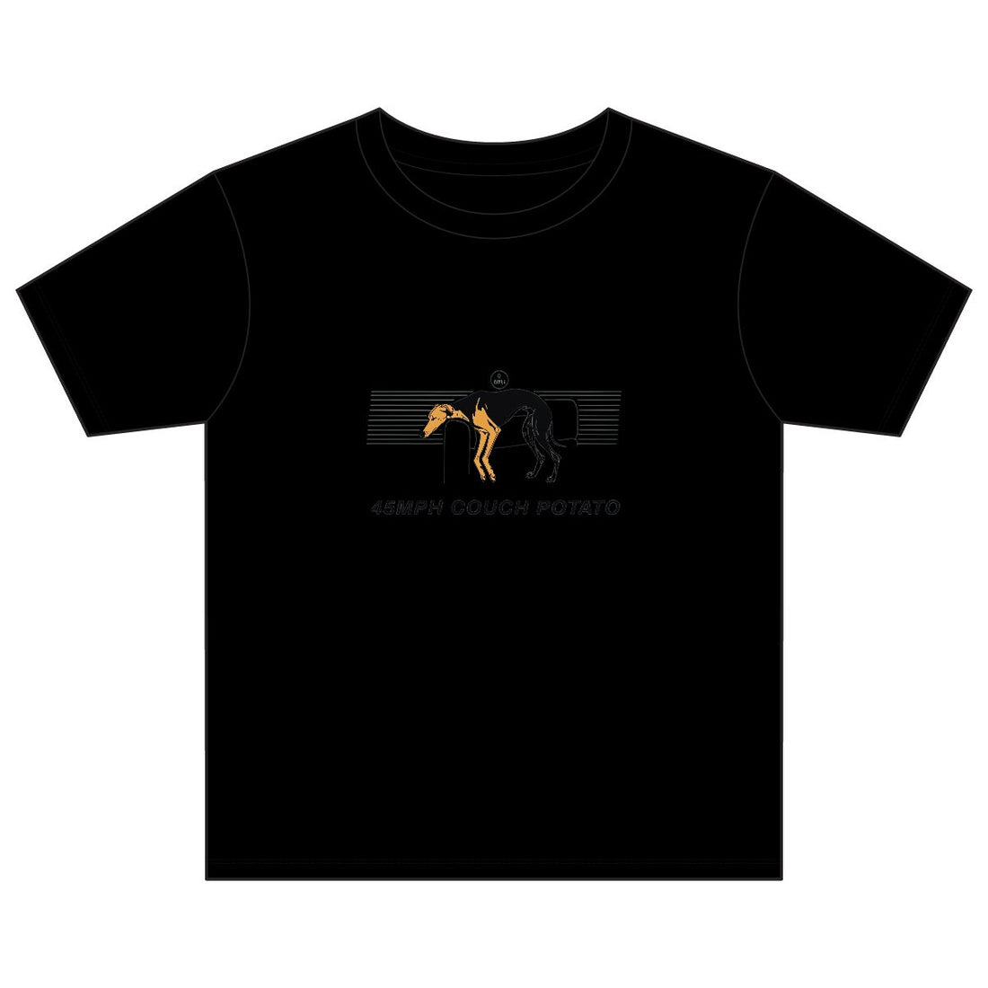 Black — Front | Greyhound '45mph Couch Potato' Youth Tee