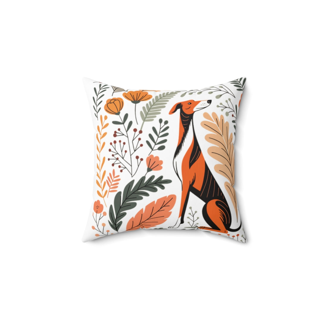 14" × 14" — Front | Greyhound Couch Athlete Throw Pillow