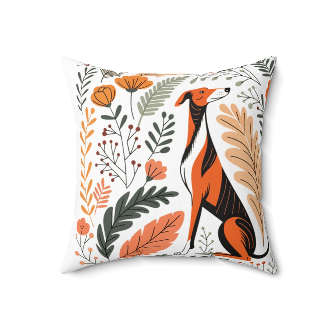 18" × 18" — Front | Greyhound Couch Athlete Throw Pillow