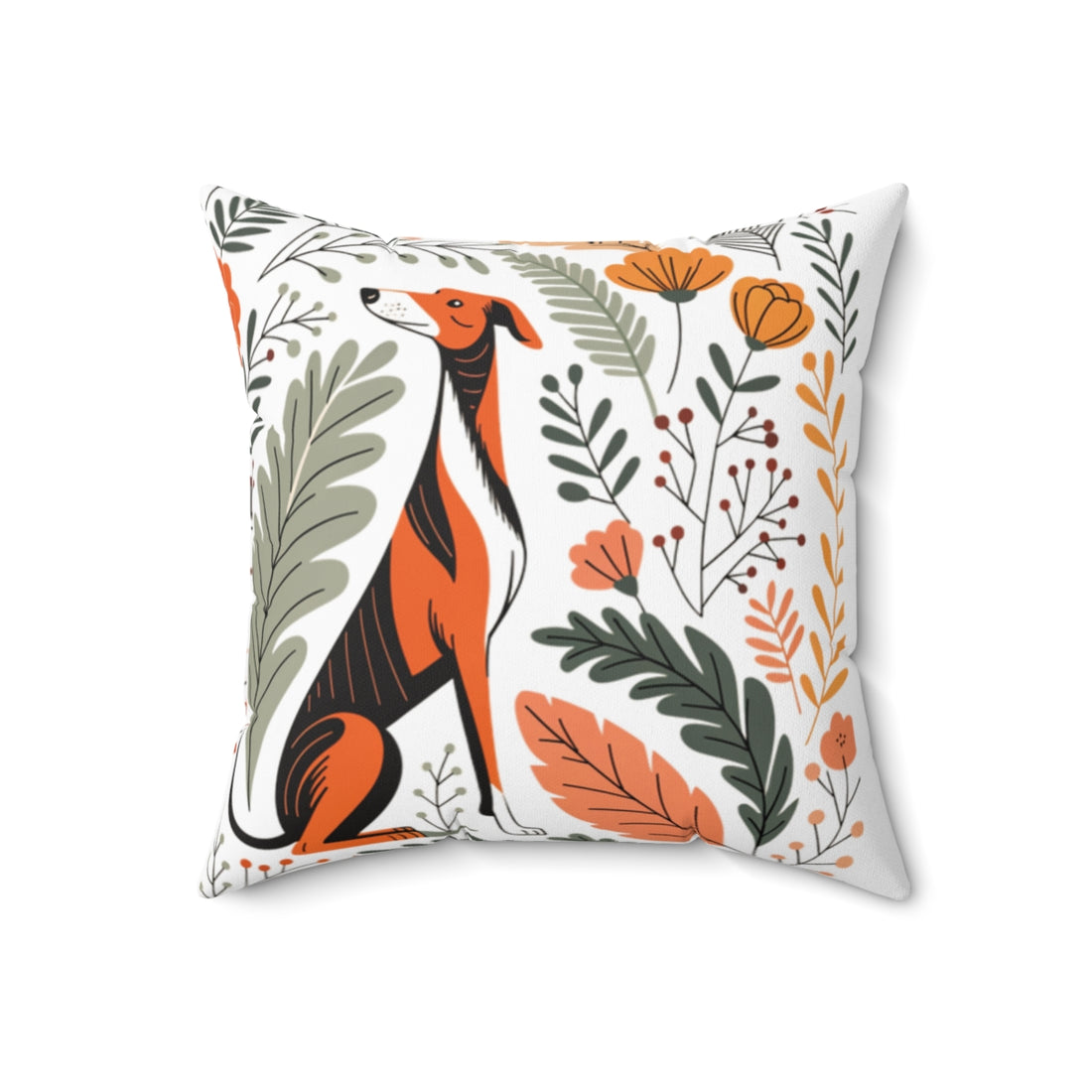 18" × 18" — Back | Greyhound Couch Athlete Throw Pillow
