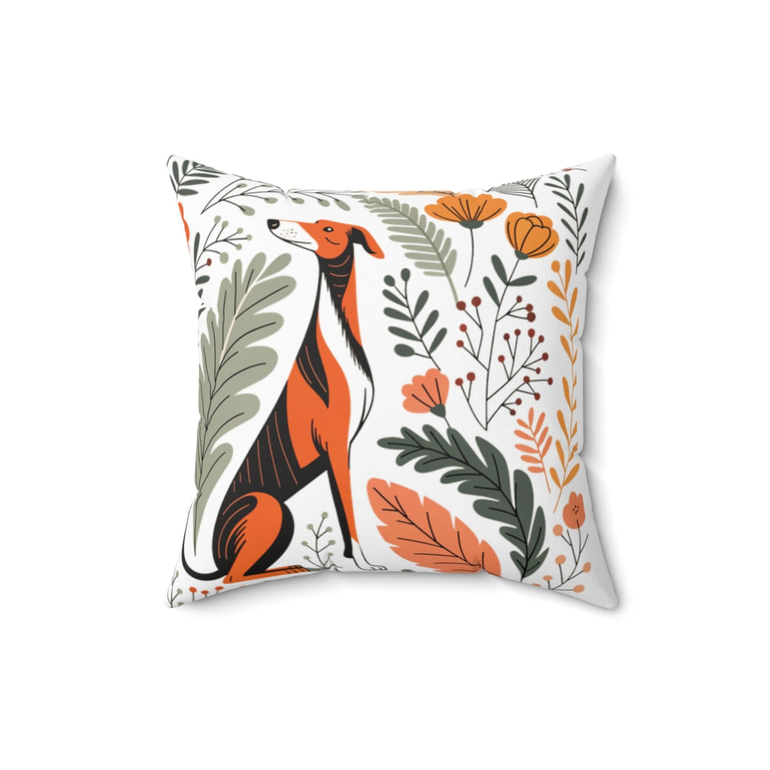 16" × 16" — Back | Greyhound Couch Athlete Throw Pillow