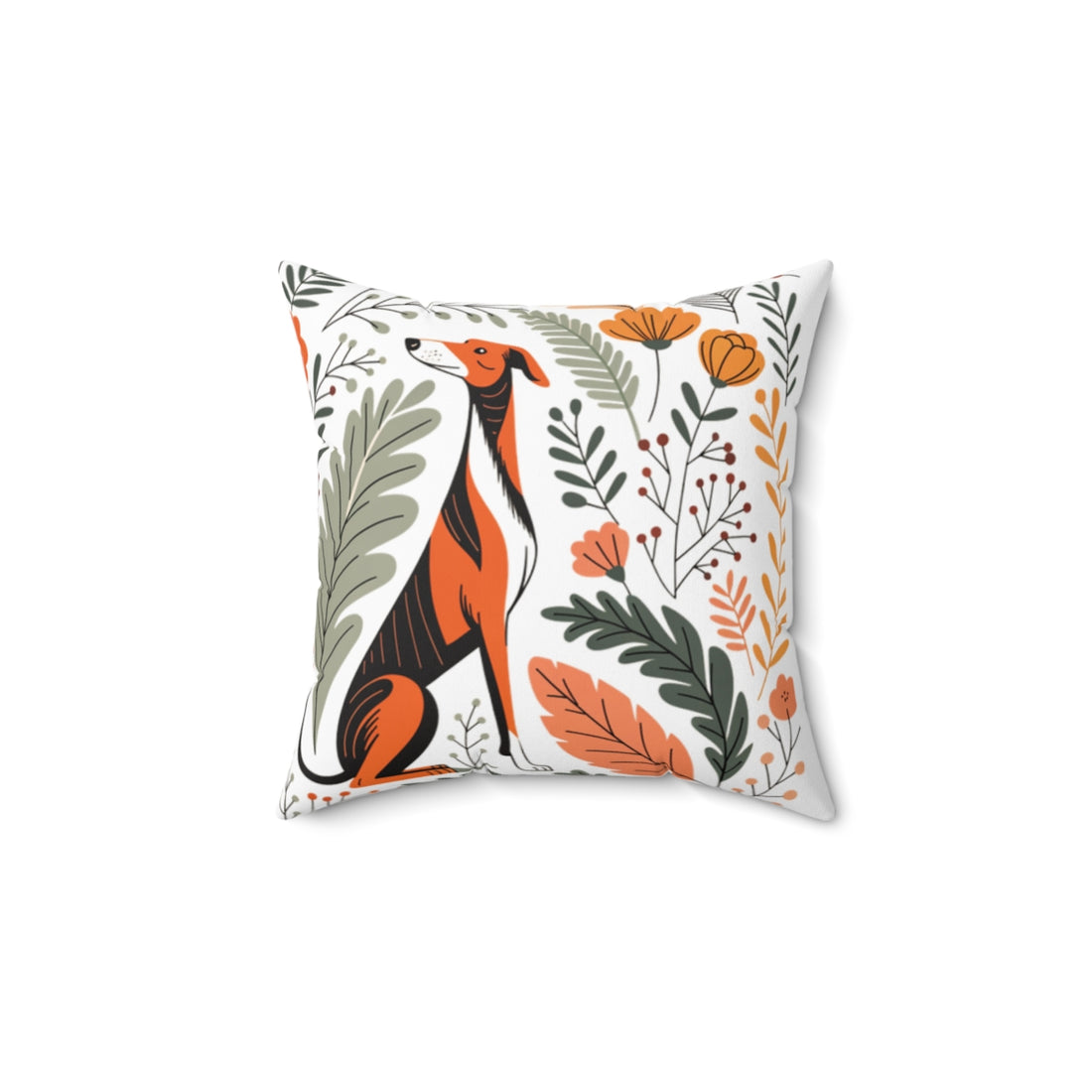 14" × 14" — Back | Greyhound Couch Athlete Throw Pillow