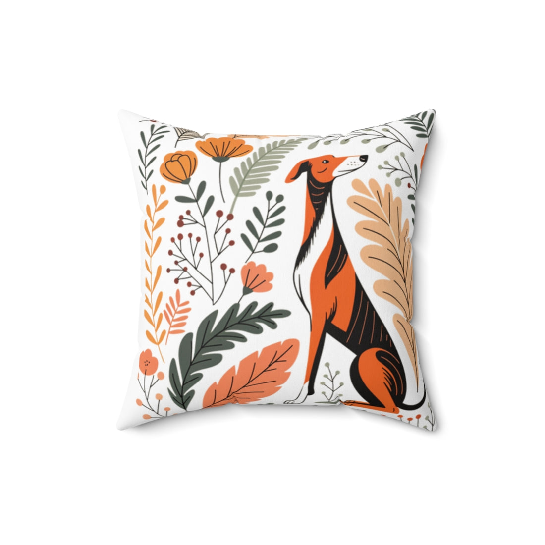 16" × 16" — Front | Greyhound Couch Athlete Throw Pillow