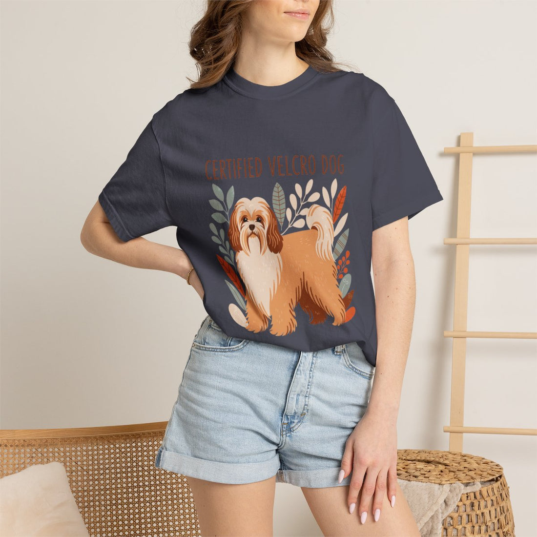 Navy — Lifestyle | Havanese 'Certified Velcro Dog' Garment-Dyed Tee