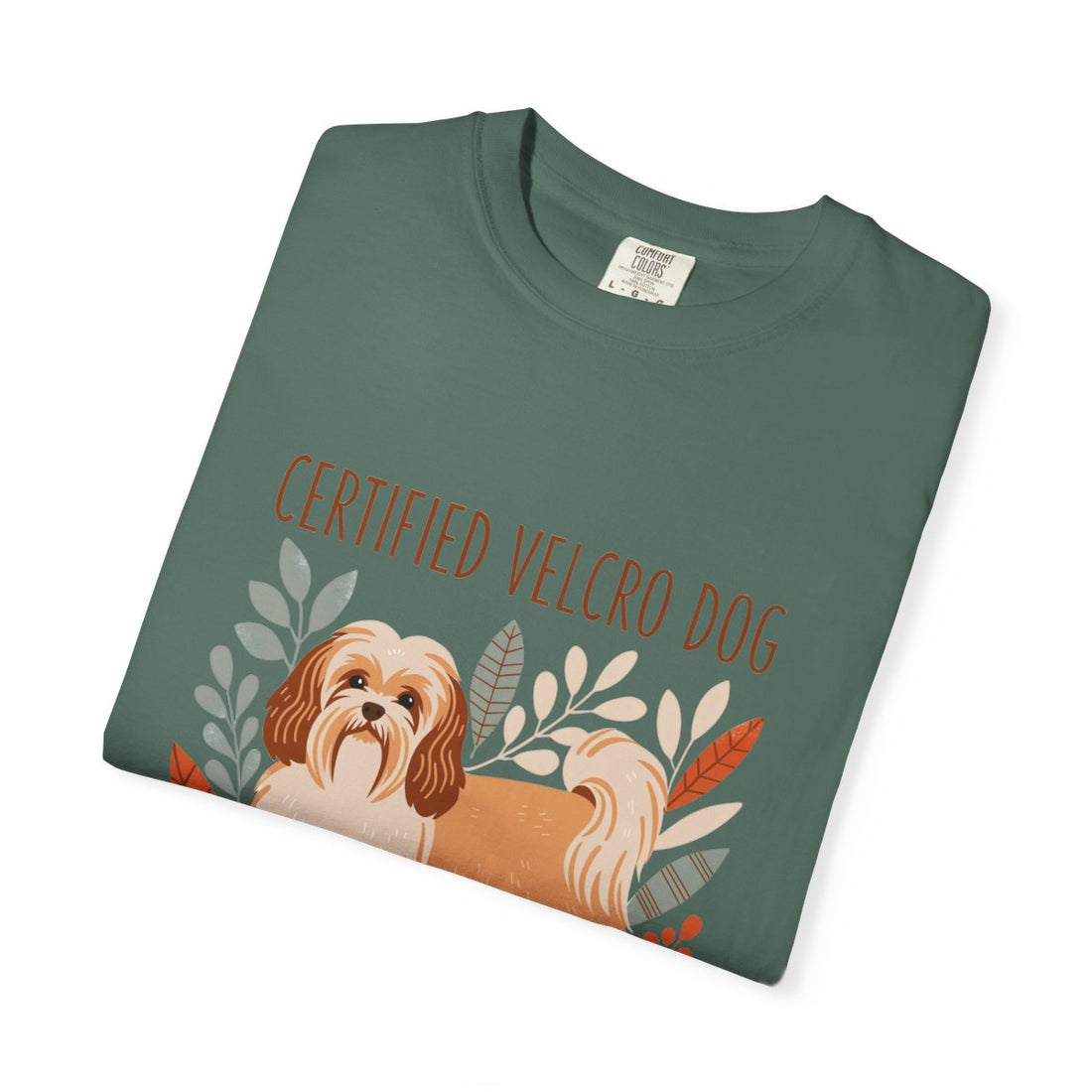 Blue Spruce — Folded | Havanese 'Certified Velcro Dog' Garment-Dyed Tee