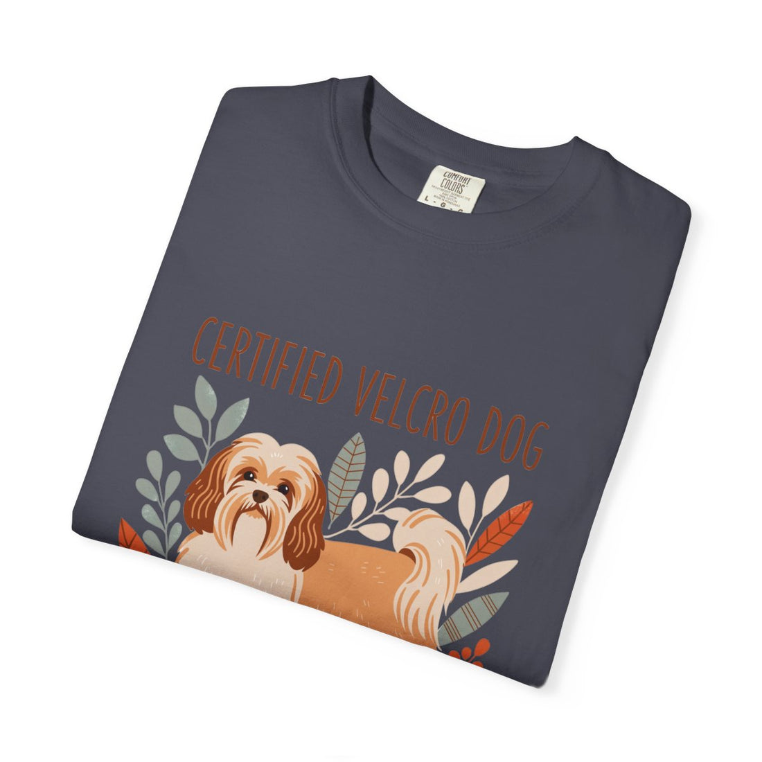 Navy — Folded | Havanese 'Certified Velcro Dog' Garment-Dyed Tee