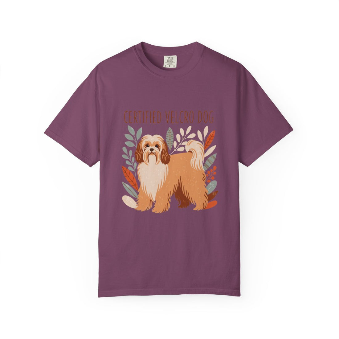 Berry — Front | Havanese 'Certified Velcro Dog' Garment-Dyed Tee