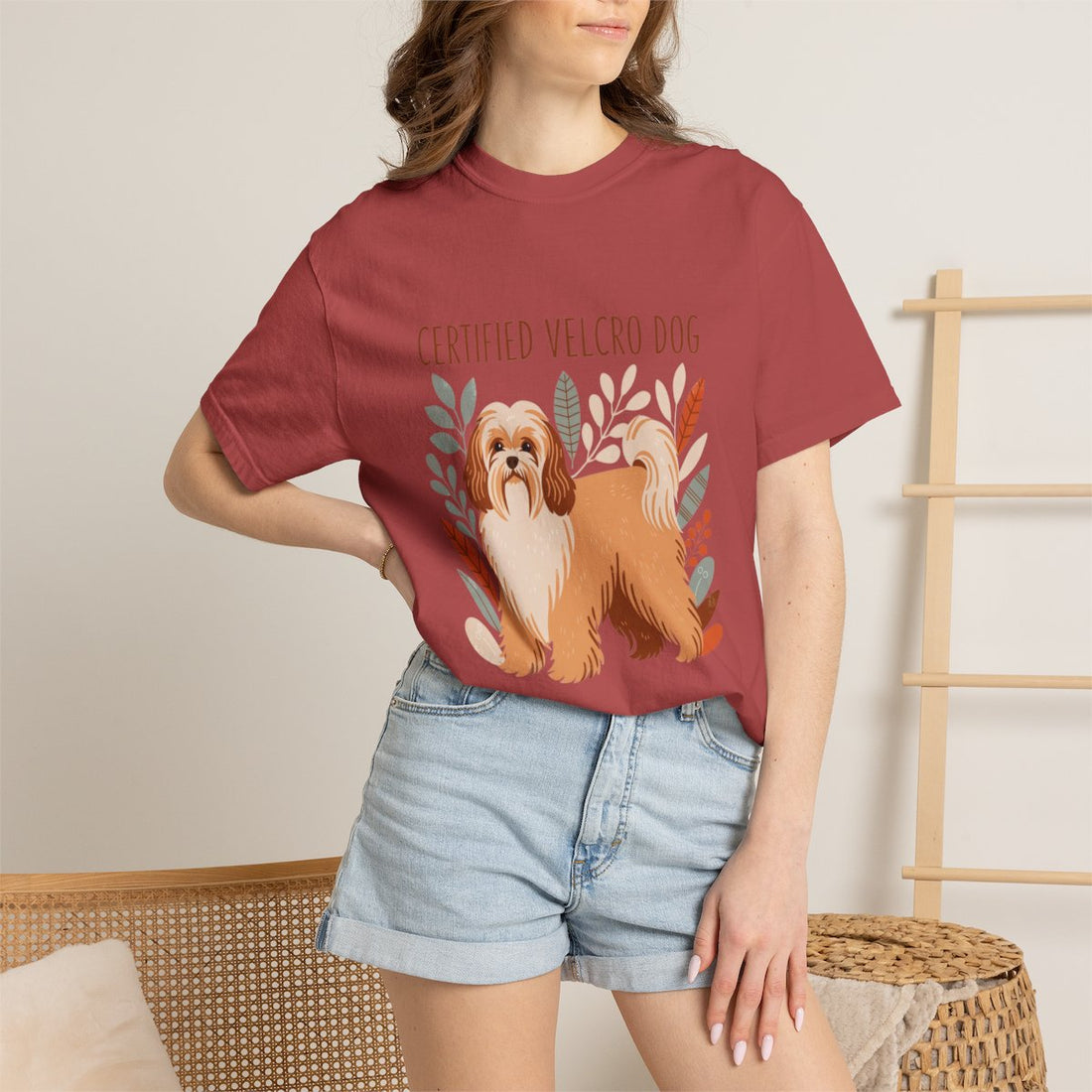 Crimson — Lifestyle | Havanese 'Certified Velcro Dog' Garment-Dyed Tee