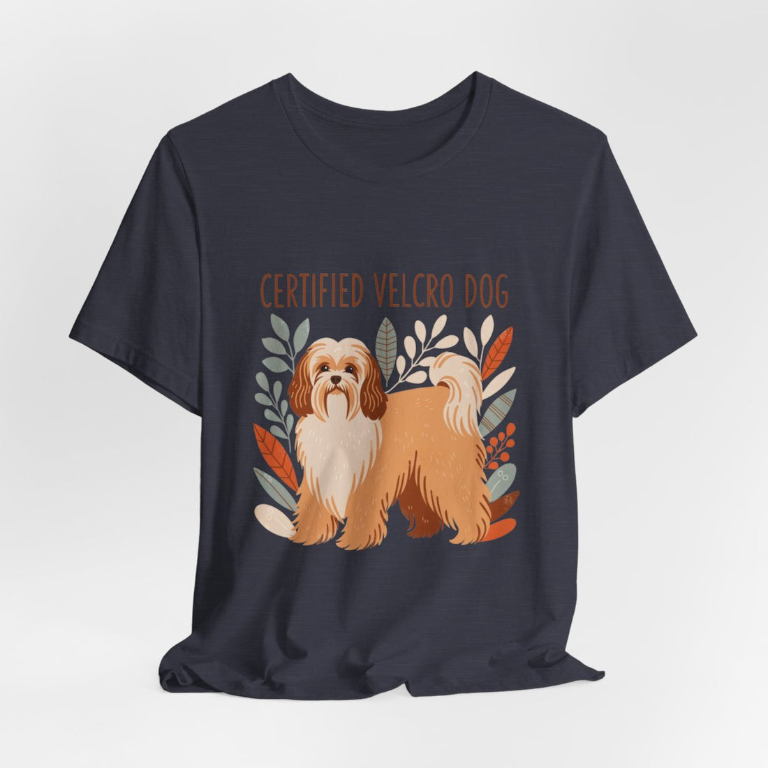 Heather Midnight Navy — Hanging | Havanese 'Certified Velcro Dog' Tee