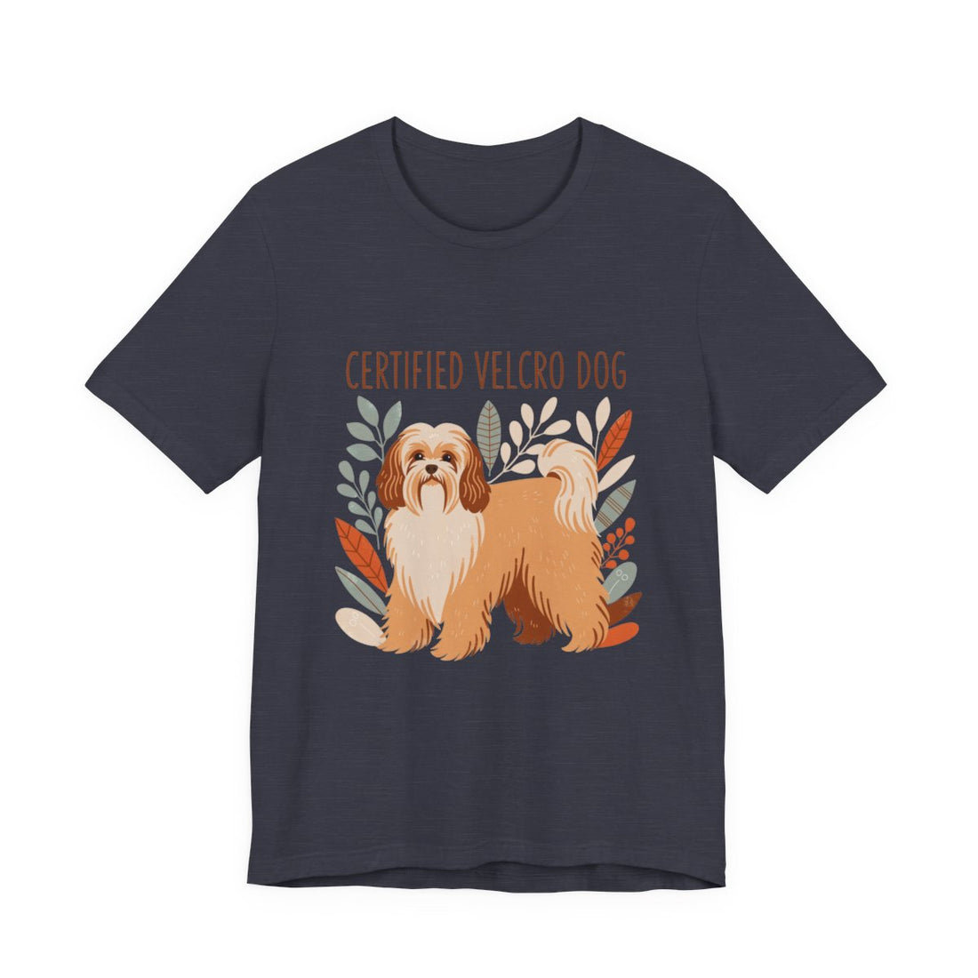 Heather Midnight Navy — Front | Havanese 'Certified Velcro Dog' Tee