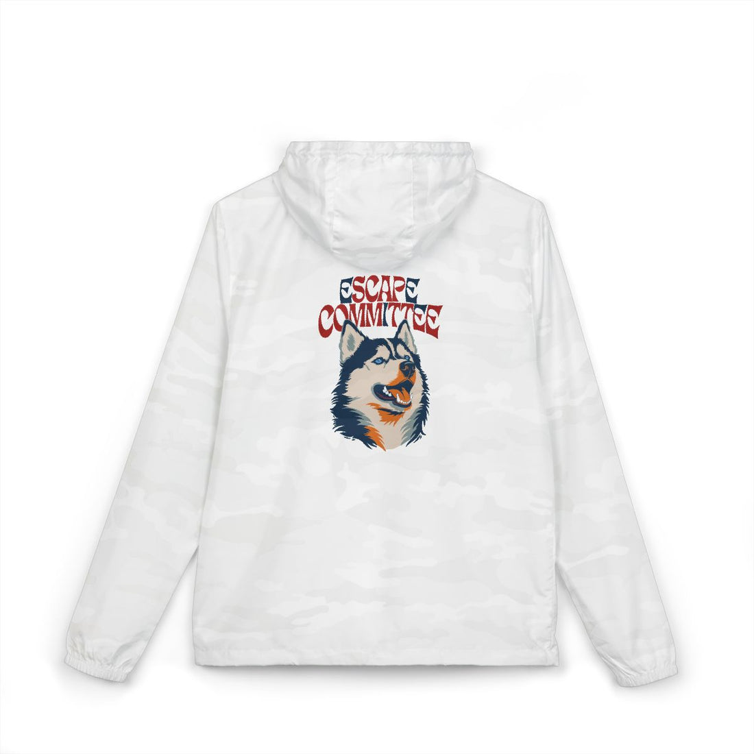 White Camo — Back | Husky Escape Committee Windbreaker