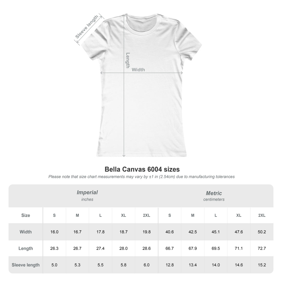 Size chart | Husky Escape Committee Women's Tee