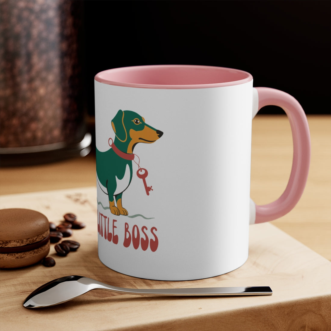 Pink — Lifestyle | Long Dog, Little Boss Dachshund Accent Mug
