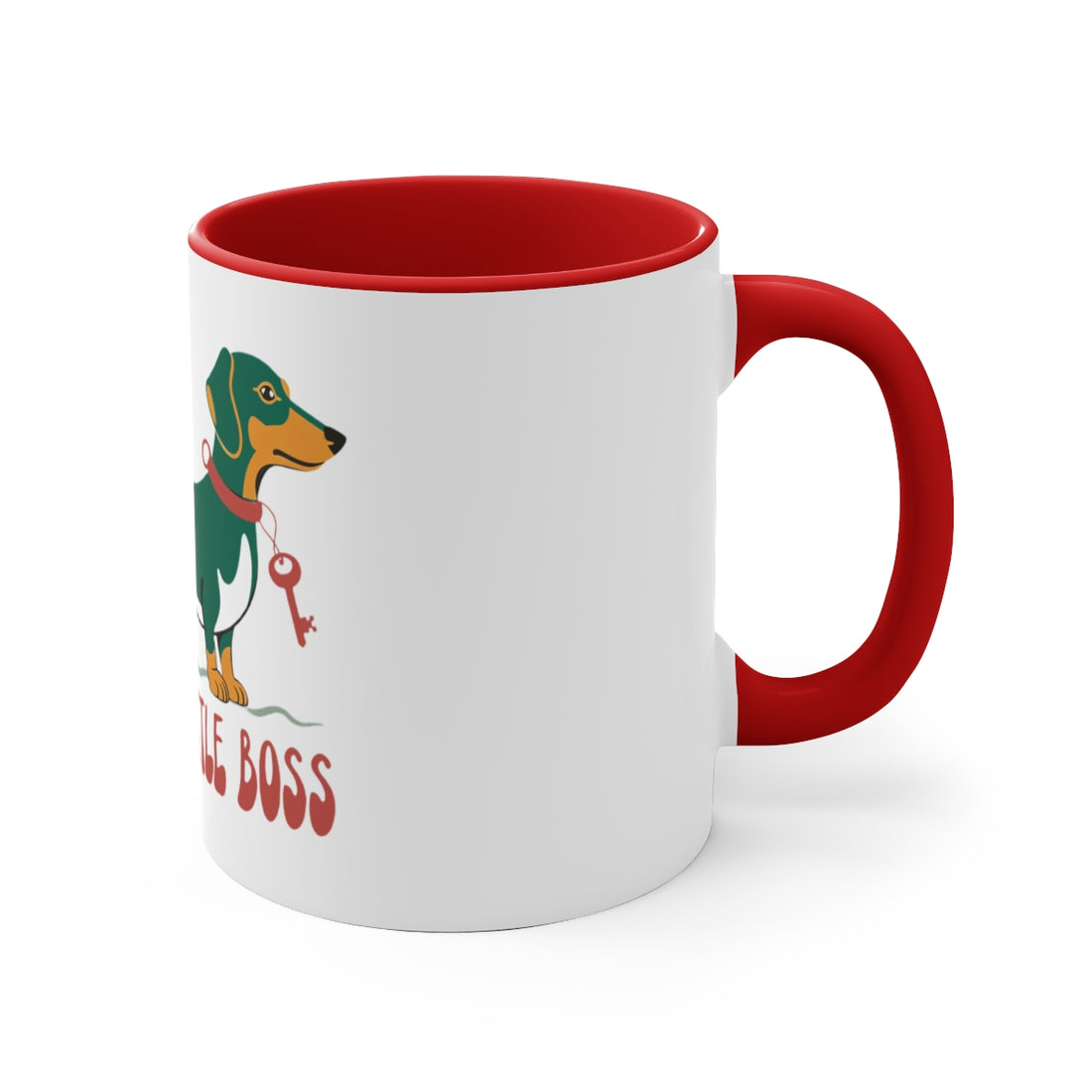 Red — Right side | Long Dog, Little Boss Dachshund Accent Mug