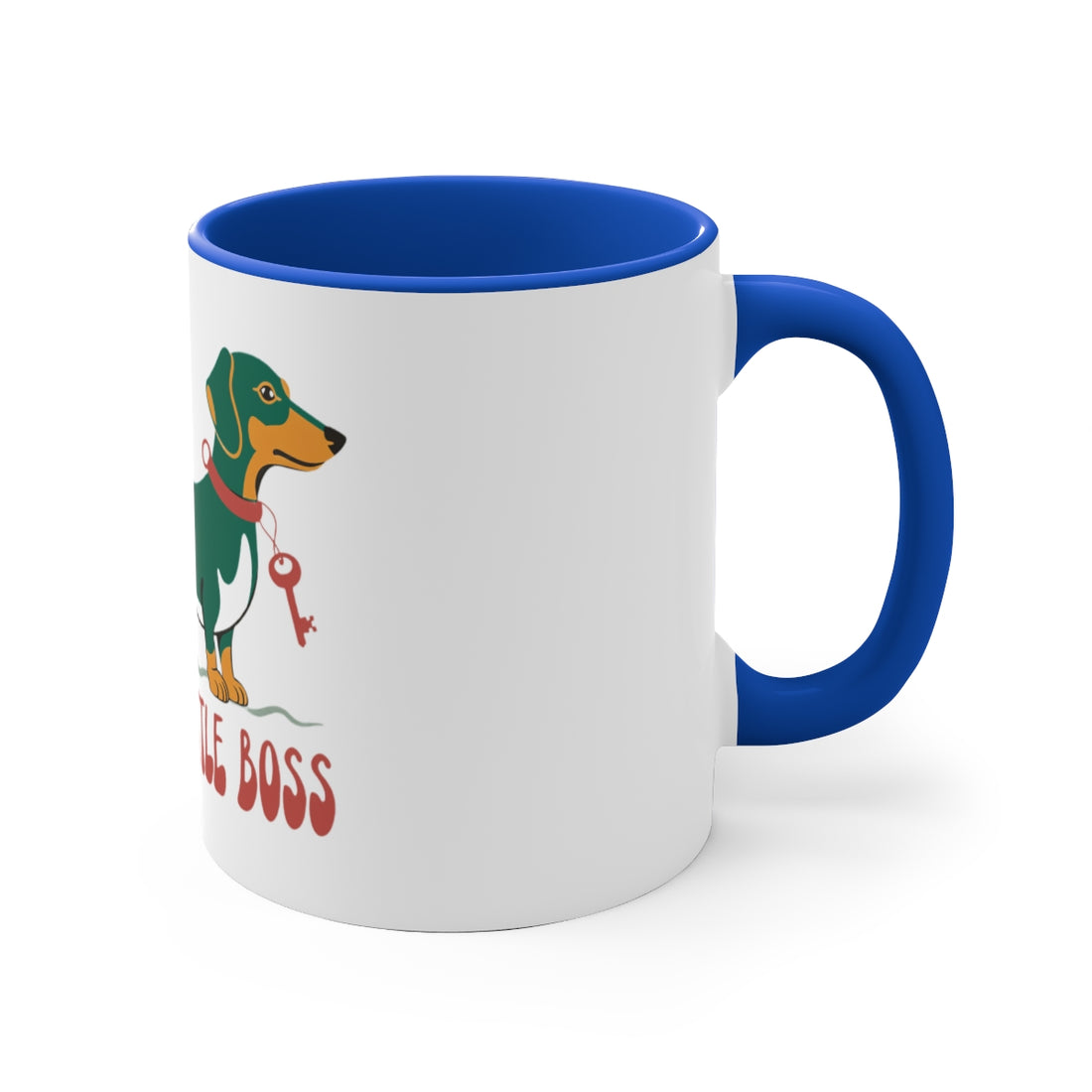 Blue — Right side | Long Dog, Little Boss Dachshund Accent Mug