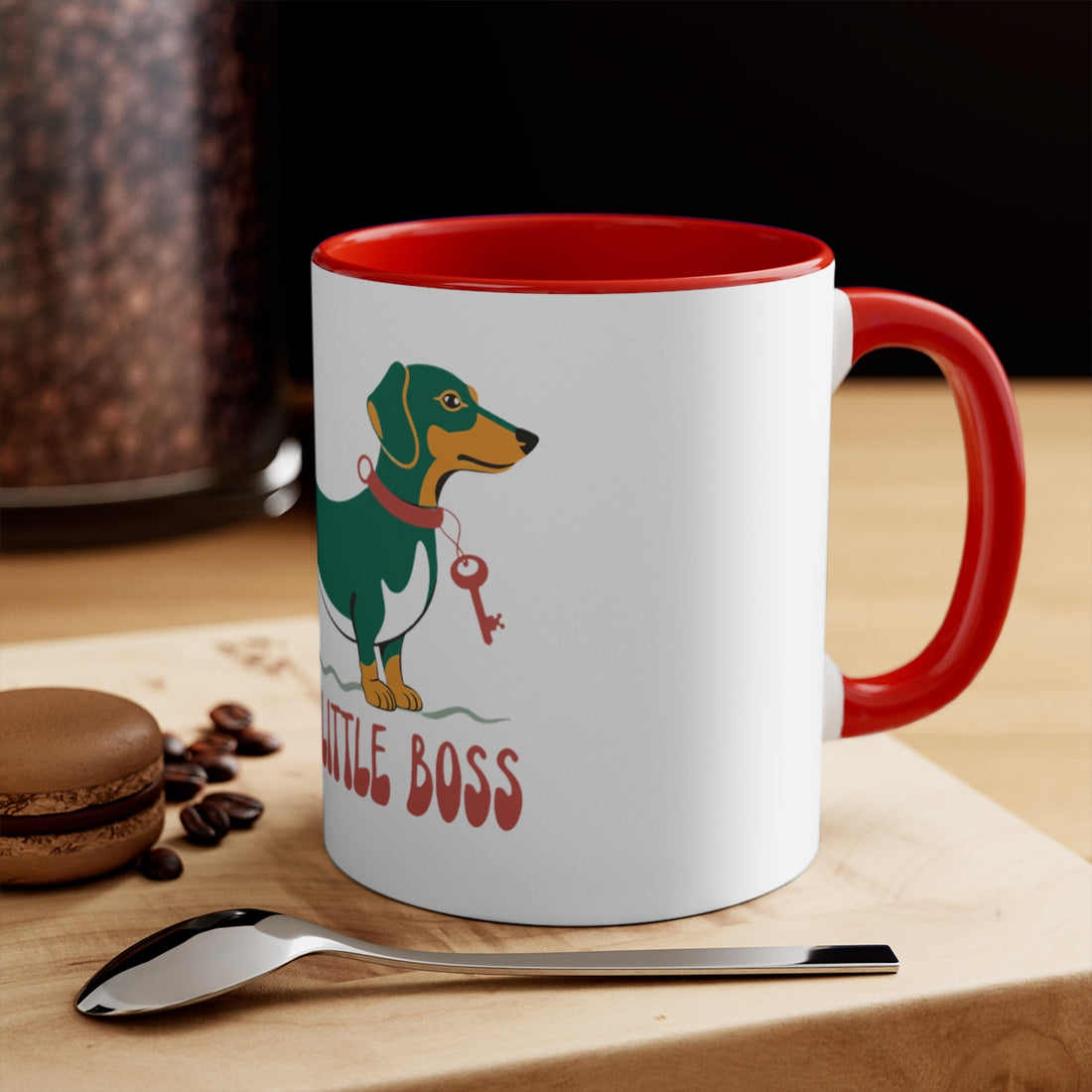 Red — Lifestyle | Long Dog, Little Boss Dachshund Accent Mug