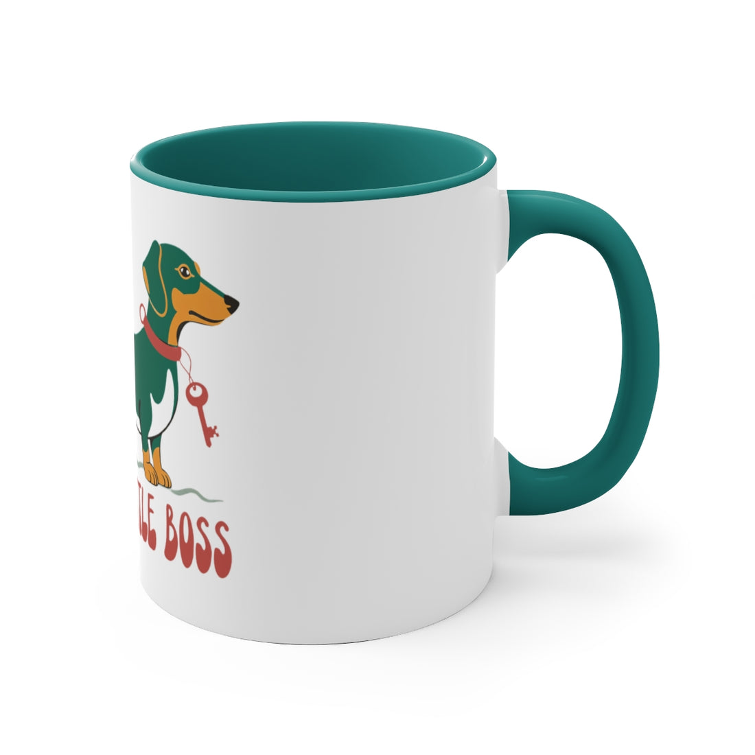 Green — Right side | Long Dog, Little Boss Dachshund Accent Mug