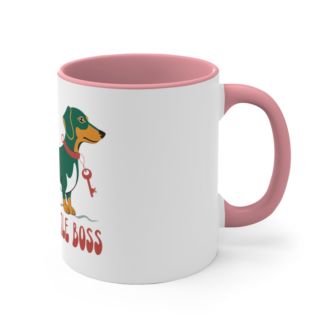 Pink — Right side | Long Dog, Little Boss Dachshund Accent Mug