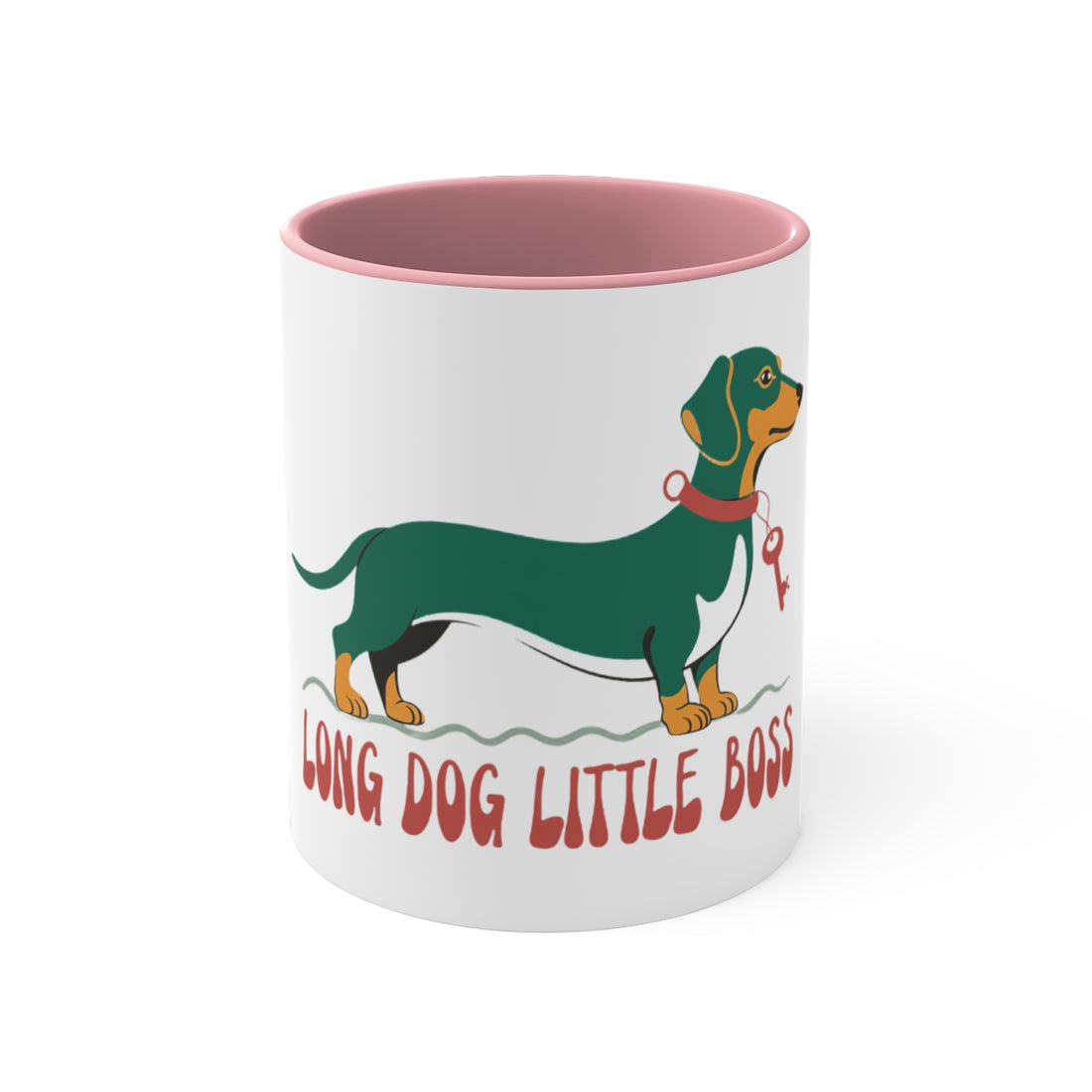 Pink — Front | Long Dog, Little Boss Dachshund Accent Mug