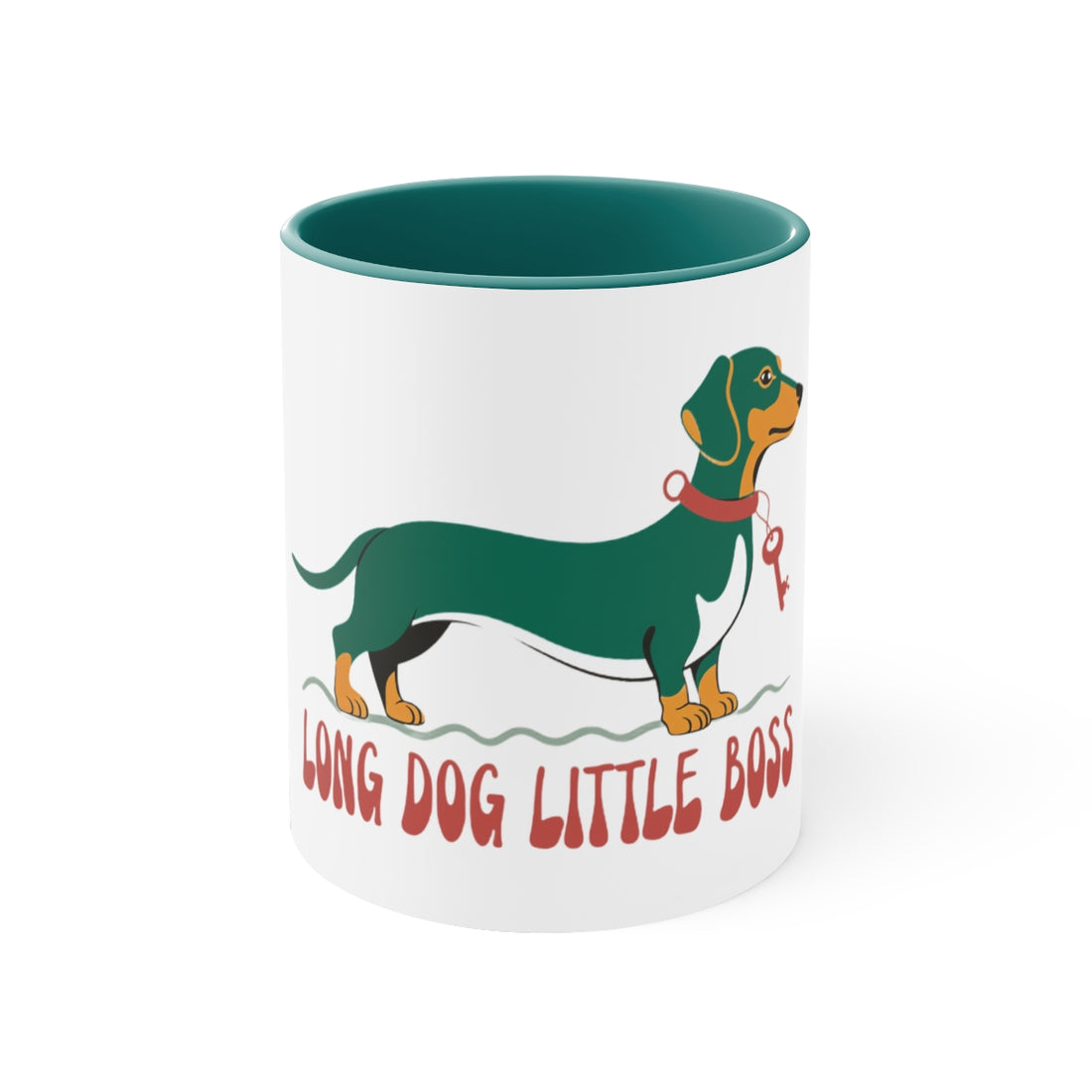 Green — Front | Long Dog, Little Boss Dachshund Accent Mug
