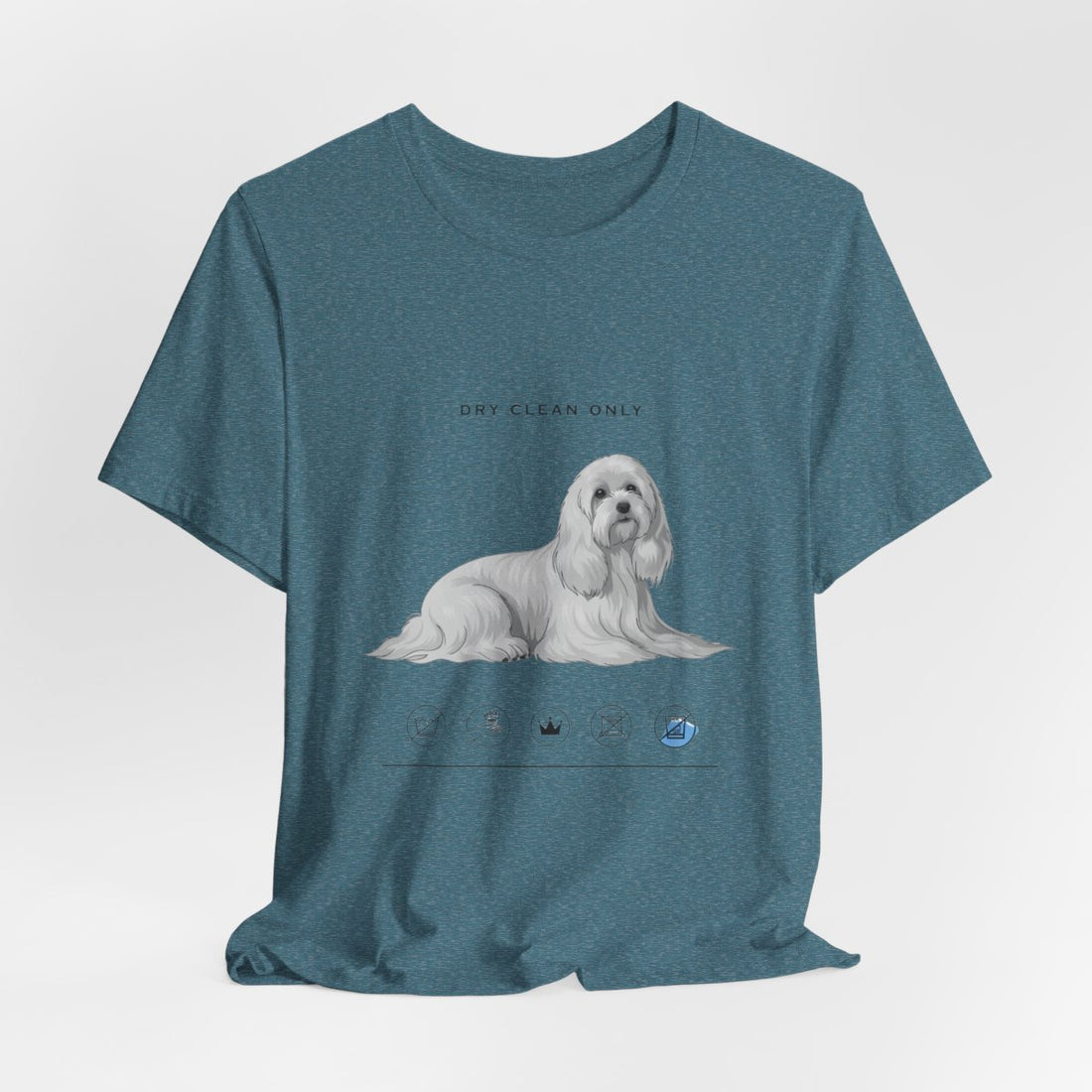 Heather Deep Teal — Hanging | Maltese 'Dry Clean Only' Tee