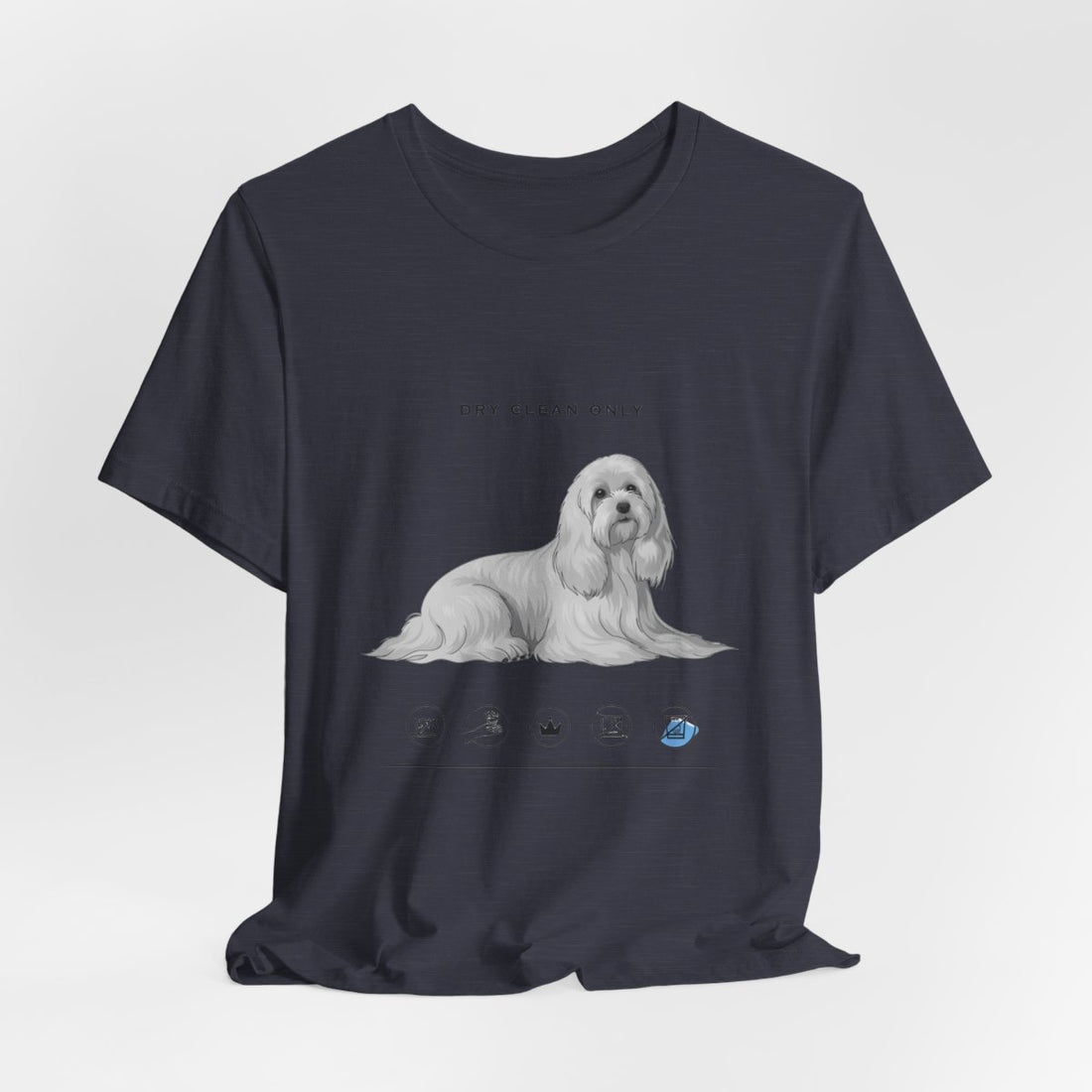 Heather Midnight Navy — Hanging | Maltese 'Dry Clean Only' Tee