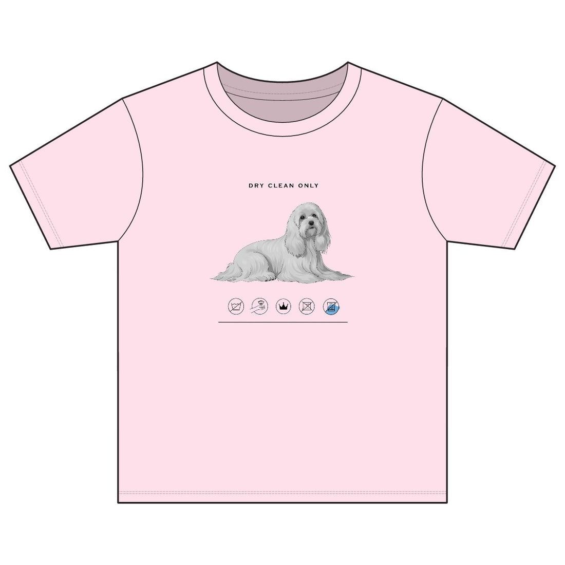 Light Pink — Front | Maltese 'Dry Clean Only' Youth Tee