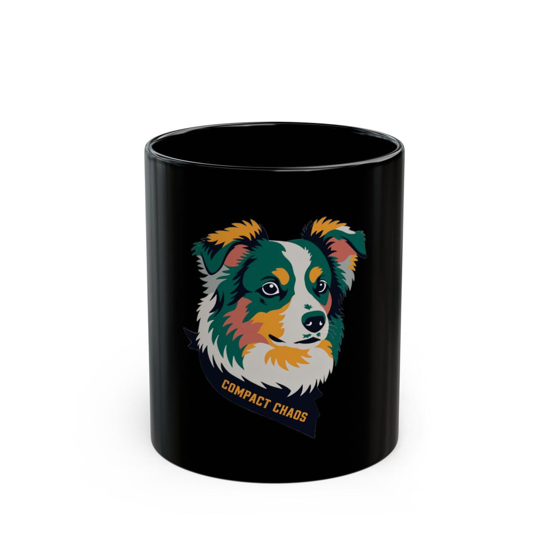 11oz — Front | Mini Aussie Compact Chaos Black Mug