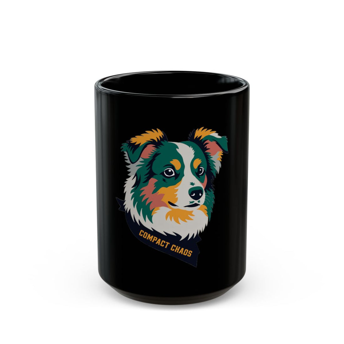 15oz — Front | Mini Aussie Compact Chaos Black Mug