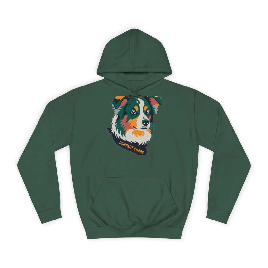 Bottle Green — Front | Mini Aussie "Compact Chaos" Hoodie