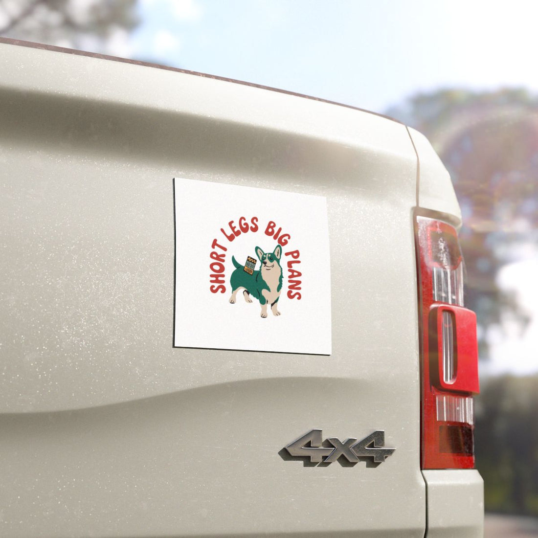 5'' × 5'' — Detail | Pembroke Welsh Corgi Corgi Short Legs Big Plans Car Magnet