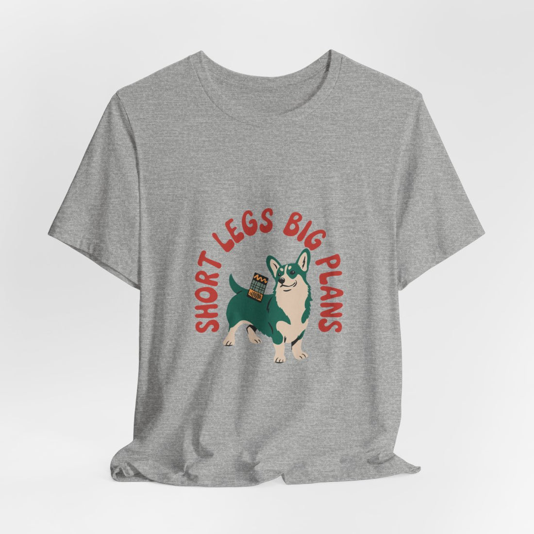 Athletic Heather — Hanging | Pembroke Welsh Corgi "Short Legs, Big Plans" Men's Tee