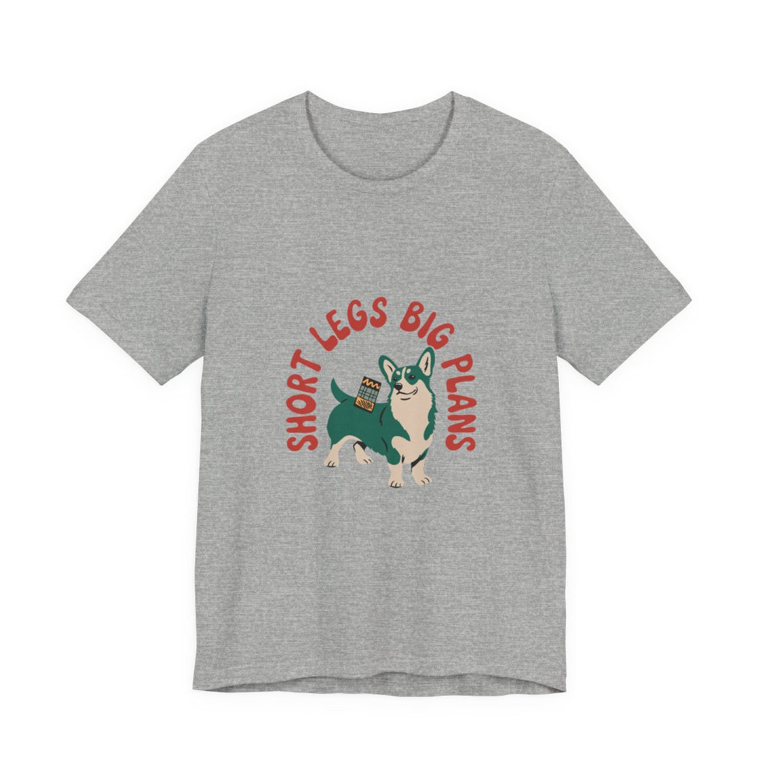 Athletic Heather — Front | Pembroke Welsh Corgi "Short Legs, Big Plans" Men's Tee