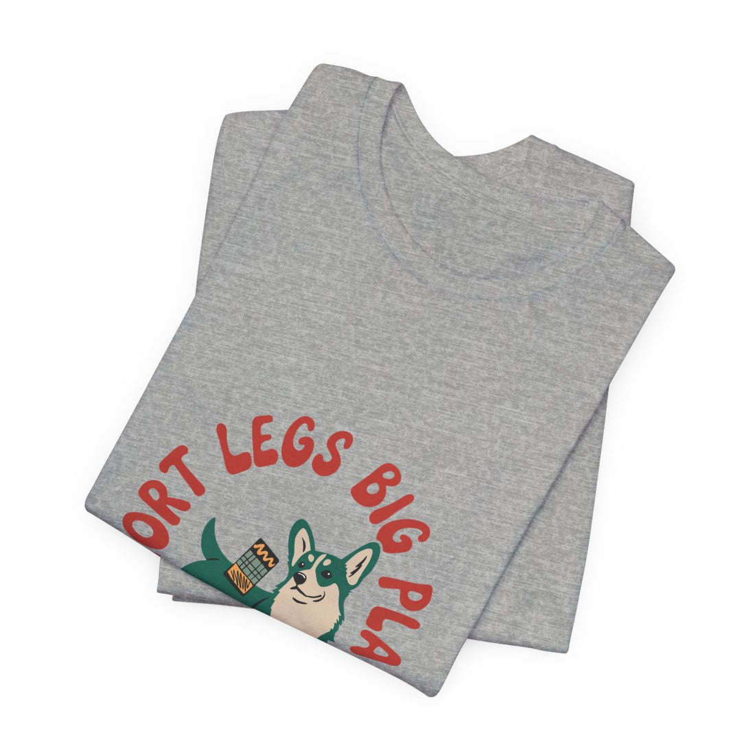 Athletic Heather — Folded | Pembroke Welsh Corgi "Short Legs, Big Plans" Men's Tee