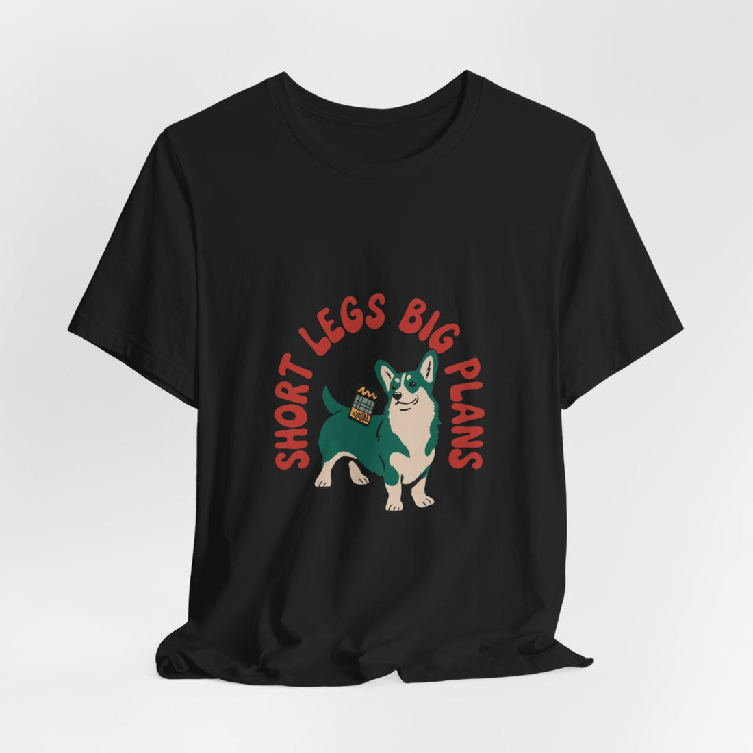 Black — Hanging | Pembroke Welsh Corgi "Short Legs, Big Plans" Men's Tee