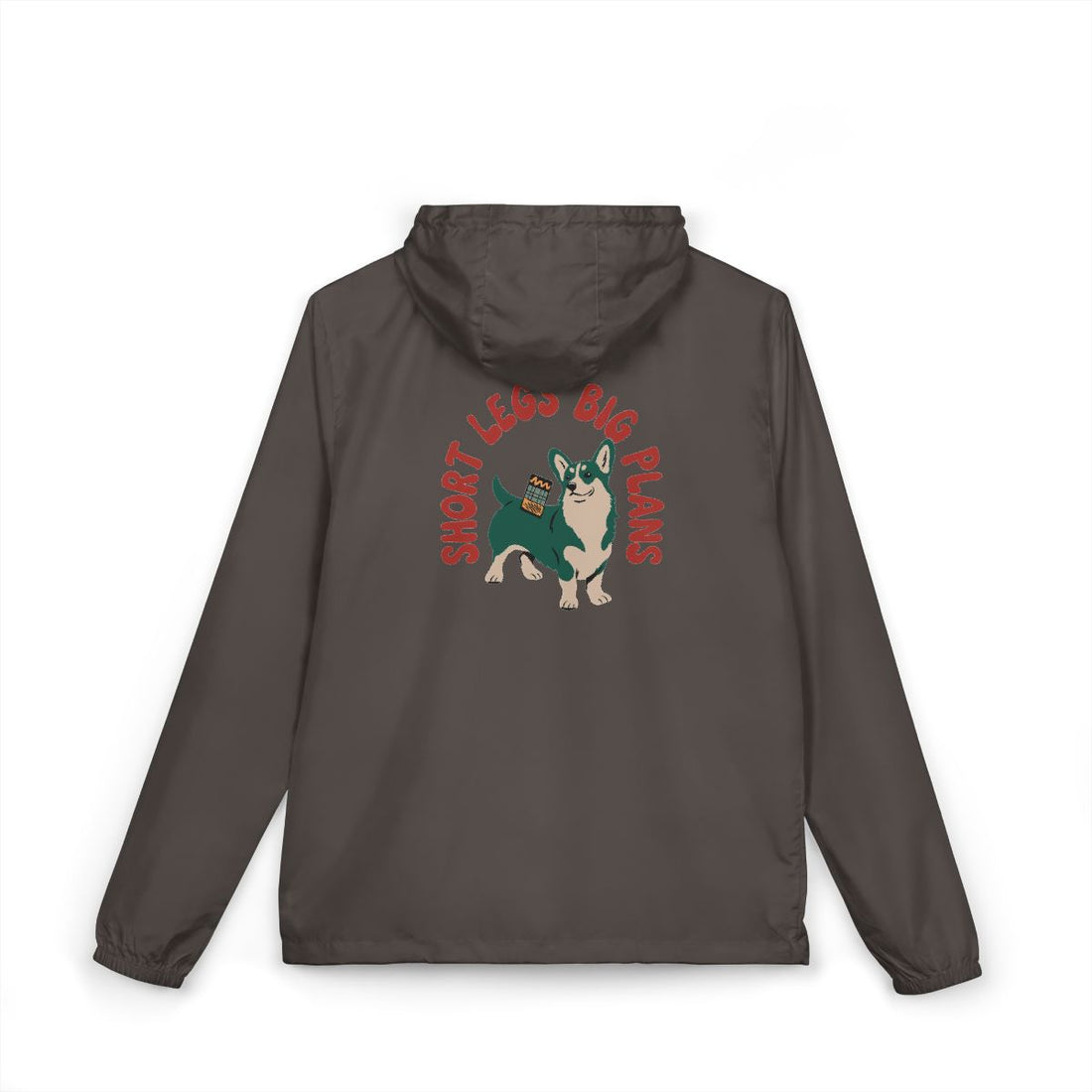 Graphite — Back | Pembroke Welsh Corgi "Short Legs, Big Plans" Windbreaker