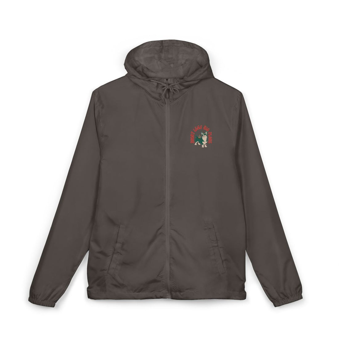 Graphite — Front | Pembroke Welsh Corgi "Short Legs, Big Plans" Windbreaker
