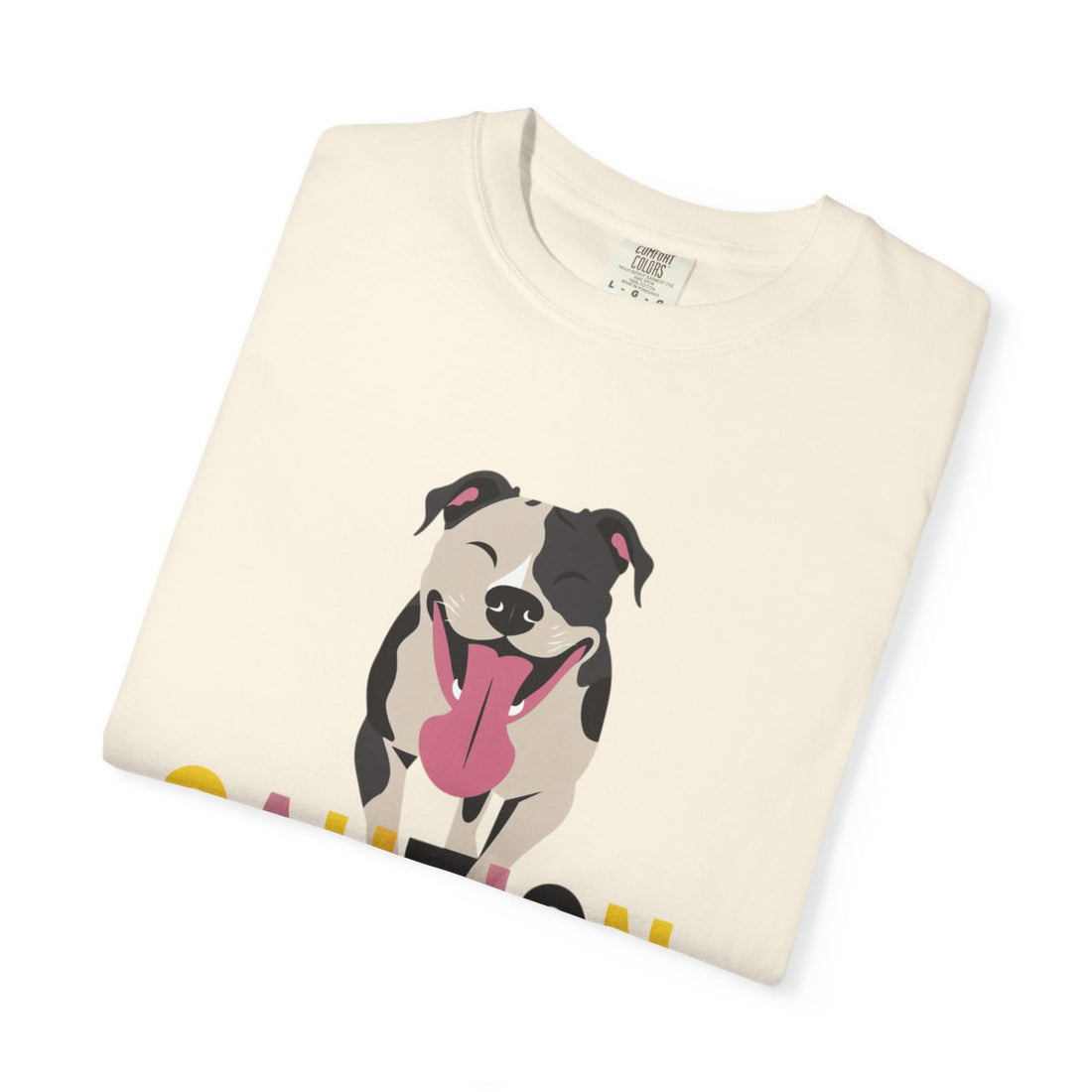 Ivory — Folded | Pitbull 'Caution: Will Lick' Garment-Dyed Tee