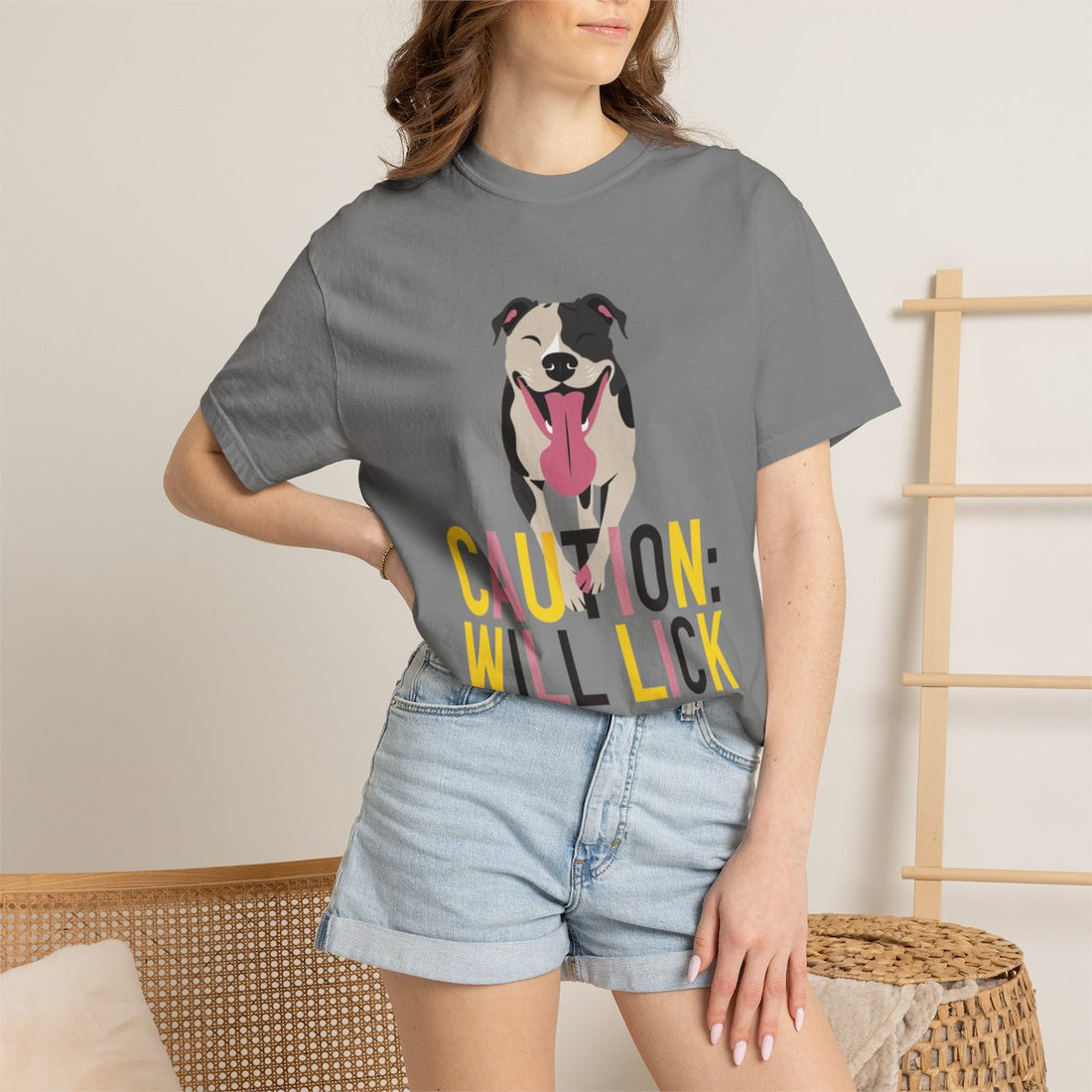 Grey — Lifestyle | Pitbull 'Caution: Will Lick' Garment-Dyed Tee